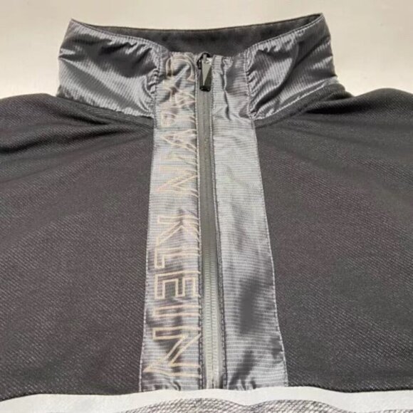 Calvin Klein 1/2 Zip Adult 44” Chest Black Gray No Size Tag Lightweight Sweater - Picture 11 of 11
